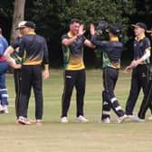 Mark Footitt celebrates a seven wicket haul for Lincolnshire.