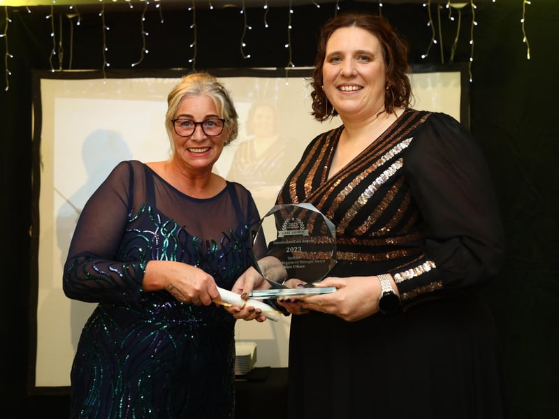 The Care Home Registered Manager award went to Alice O’Hare (left), of Pickworths Residential Living (Boston), with Caren Bowen.