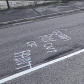 "Gonna run out of paint" spray painted on Ermine Street in Ancaster.