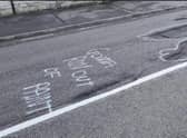"Gonna run out of paint" spray painted on Ermine Street in Ancaster.