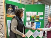 Isabel Forrester (left) of the Making Links CIC hands out advice.