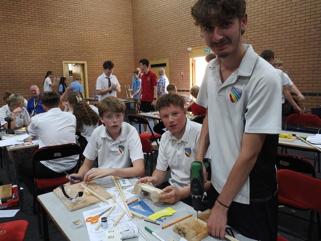Power tools were allowed - from left - Arthur Smith, Harry Garner and Theo Eliades, Year 10 students at Sir William Robertson Academy, Welbourn. Photo: AH