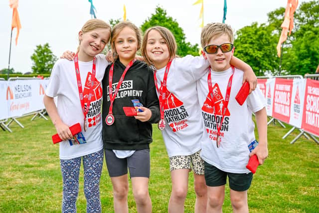 A team pictured following completion of the Knight Frank Schools Triathlon