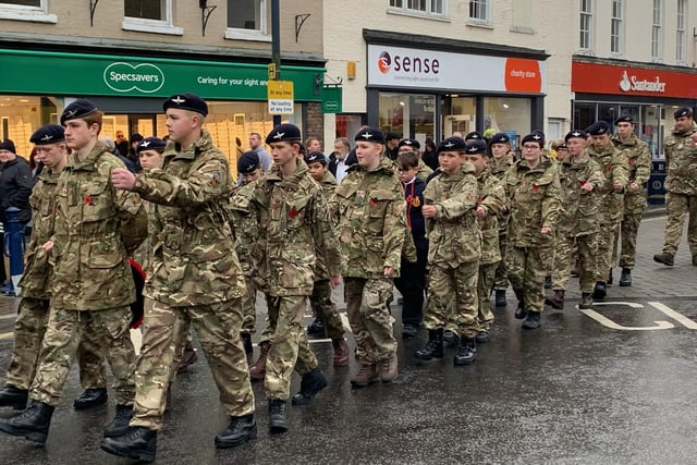 Army cadets took part in the parade through Boston on Remembrance Sunday.