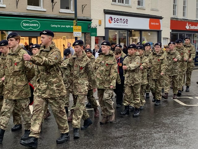 Army cadets took part in the parade through Boston on Remembrance Sunday.