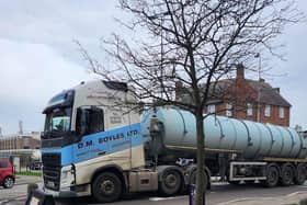 A tanker on Roman Bank heading towards the pumping station on Richmond Drive. Photo: Barry Robinson.