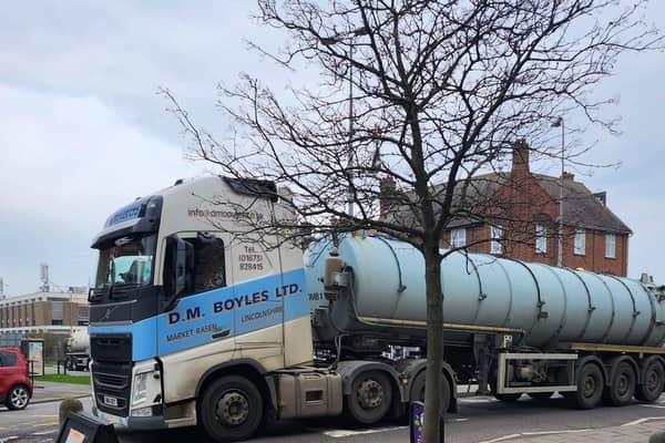 A tanker on Roman Bank heading towards the pumping station on Richmond Drive. Photo: Barry Robinson.