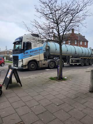A tanker on Roman Bank heading towards the pumping station on Richmond Drive. Photo: Barry Robinson.