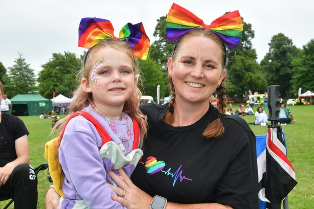 Vikki Hoadley and Esmay Gorman, four, of Boston.