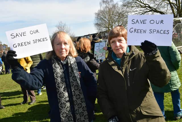 Liz Timson and Glynis Dunthorne at the protest.