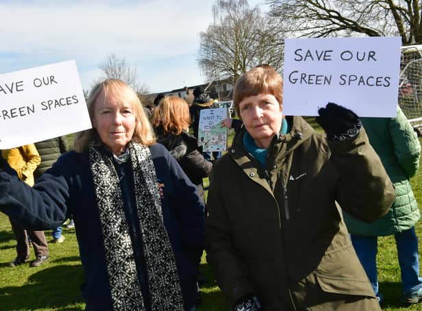 Liz Timson and Glynis Dunthorne at the protest.