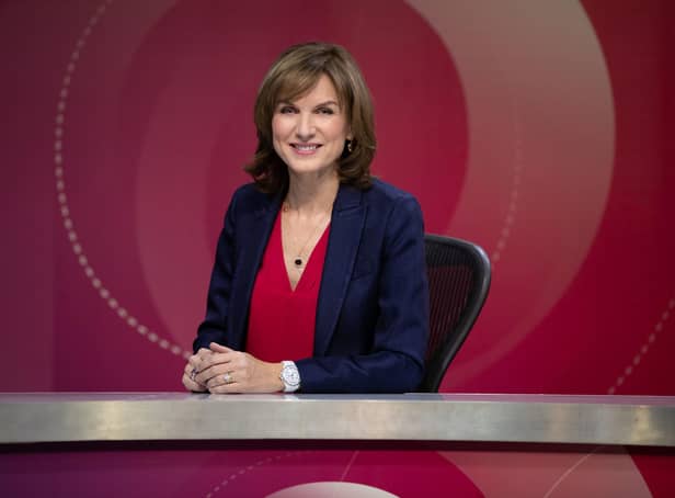  Fiona Bruce on the set of Question Time. Question Time is returning to TV screens - days after the pay of its host Fiona Bruce was revealed. The flagship BBC One political show will be back Thursday with a slightly larger virtual audience than in the last series.