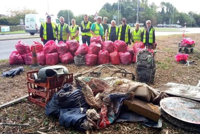 Volunteers from Wyberton Wombles pictured after retrieving rubbish dumped in the Marsh Lane area.