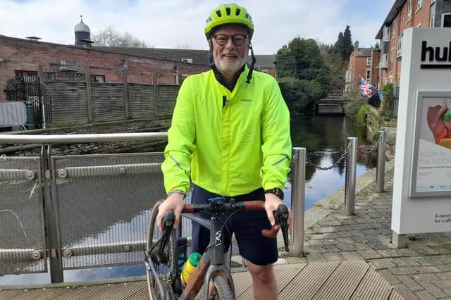 Jason Stockwood, Labour candidate for mayor of Greater Lincolnshire, on his cycling campaign in Sleaford. Credit: LDRS
