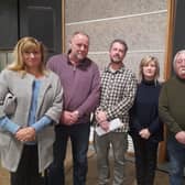 7000 Acres members at the hearing for the Tillbridge Solar Farm. From left, Dorne Johnson, Jerry Parker, Simon Skelton, Liz Garbutt, Jamie Allan and Tony Cort.