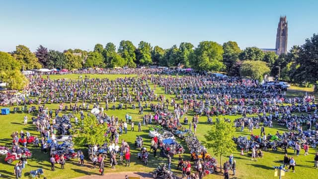 A snapshot of the 2021 Boston Bike Night at Central Park.