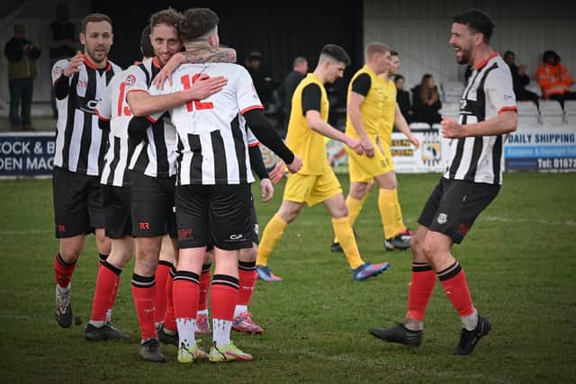 Brigg Town will be hoping to celebrate in the play-offs by the end of the season. Photo: Anna Backstrom/Brigg Town FC.