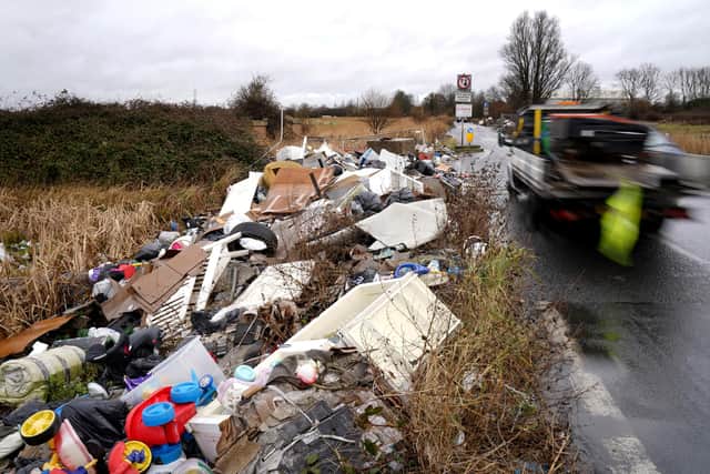 A view of a fly-tipping site near Erith in Kent, as statistics from DEFRA (Department for Environment, Food and Rural Affairs) show local authorities in England dealt with 1.13 million fly-tipping incidents during the year 2020/21 an increase of 16% from the 980,000 reported in 2019/20. Picture date: Friday February 4, 2022.
