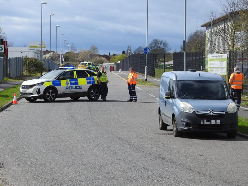 Police have put a 100 metre cordon in place around Sleaford HWRC.