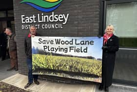 Campaigners outside the ELDC offices in Horncastle. Photo: James Turner