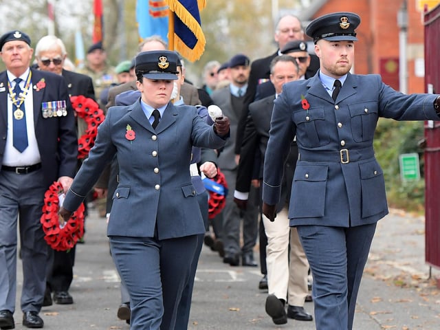 The Remembrance parade heads off through Horncastle. Photo: Thomas Hooley