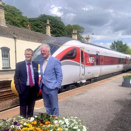 LNER chief executive David Horne joined MP Sir Edward Leigh at Market Rasen station for a trial run of a direct service to London in June 2023.