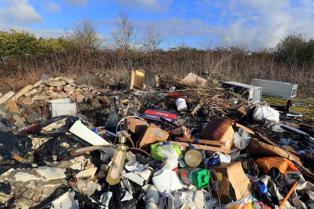File photo dated 31/1/2019 of a view of rubbish left by fly-tippers. The number of fly-tipping incidents in England surged by 16% last year, but the number of fines dished out by courts to offenders fell by over half, according to Government figures. Local authorities were forced to deal with 1.13 million cases of rubbish dumped on highways and in beauty spots in 2020/2021, up from 980,000 the previous year. Issue date: Wednesday December 8, 2021.