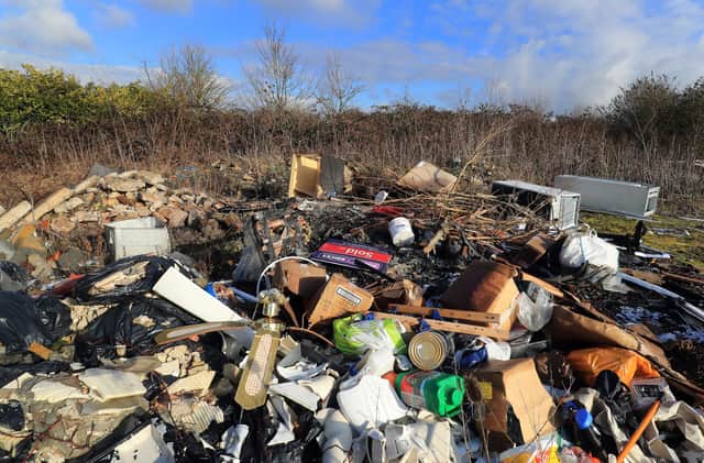 File photo dated 31/1/2019 of a view of rubbish left by fly-tippers. The number of fly-tipping incidents in England surged by 16% last year, but the number of fines dished out by courts to offenders fell by over half, according to Government figures. Local authorities were forced to deal with 1.13 million cases of rubbish dumped on highways and in beauty spots in 2020/2021, up from 980,000 the previous year. Issue date: Wednesday December 8, 2021.