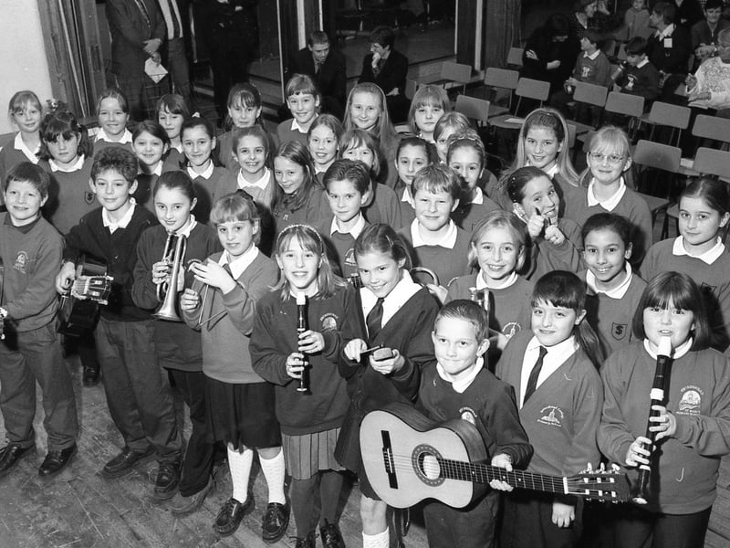 Choirs from St Thomas' CofE Primary School, Boston, and Swineshead St Mary's RC Primary School taking part in Boston Rotary Club's Young Musician Competition at Boston Grammar School.