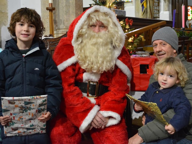 Fallon, Forrest and dad Anthony with Santa