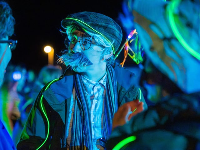 A moustachioed performer at Lightwaves.