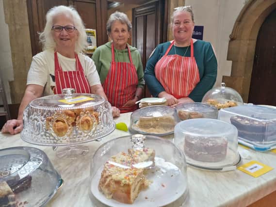 Volunteers at St Matthew's Church, Skegness, ready to serve delicious cakes and snacks are (from left) Marion Smith, Jan Pendrigh and Angela Hicks - and they say they are really good prices too!