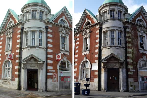 A comparison of Boston's old Post Office from 2013, when it was still operating as a post office, and as it appears today.