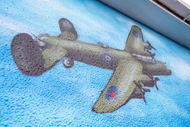 The Lancaster Bomber tribute on the mural.