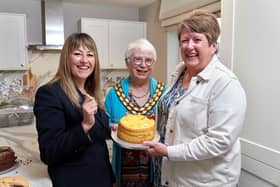 A taste of Bellway’s Brigg Bake-off at Buttercross Meadows on Saturday 20th, September - winner Michelle Gamewell (r), Brigg's Mayor and Bake-off judge, Cllr Penny Smith (c) and Bellway's sales advisor, Paula.