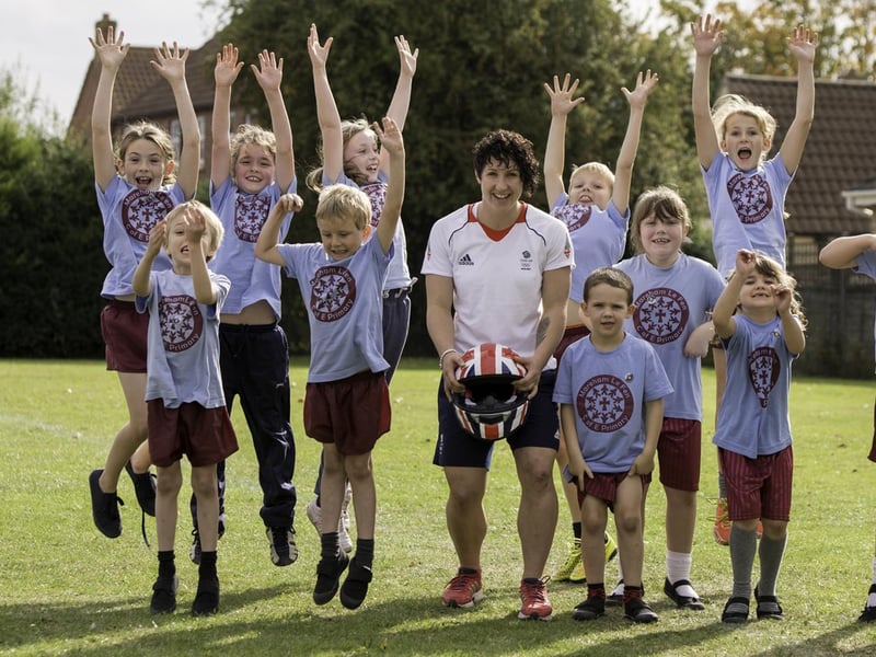 Winter Olympian Rebekah Wilson paying a visit to Mareham le Fen Primary School. The 23-year-old was a member of Great Britain's women’s bobsleigh team at the 2014 Winter Olympics in Sochi. 'Bex' visited the school as part of a national project designed to promote sport and healthy lifestyles among young people.