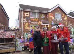 From left - Edward Miller, 14, is volunteering to help with the lights put up by, from left Jacky Cooper, Val and Mick Midgley on their Ruskington homes.