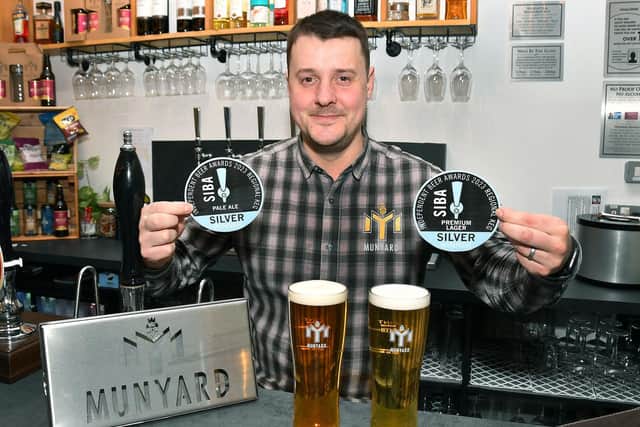 Oliver Munyard with winning beers. Photos: Mick Fox