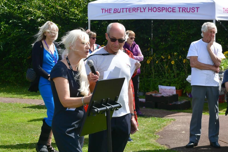 Chief Executive of Butterfly Hospice, Bridget Macpherson addresses the gathering.