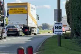 Traffic tailed back on the A153 after a three vehicle collision. Photo: Jayne Bond