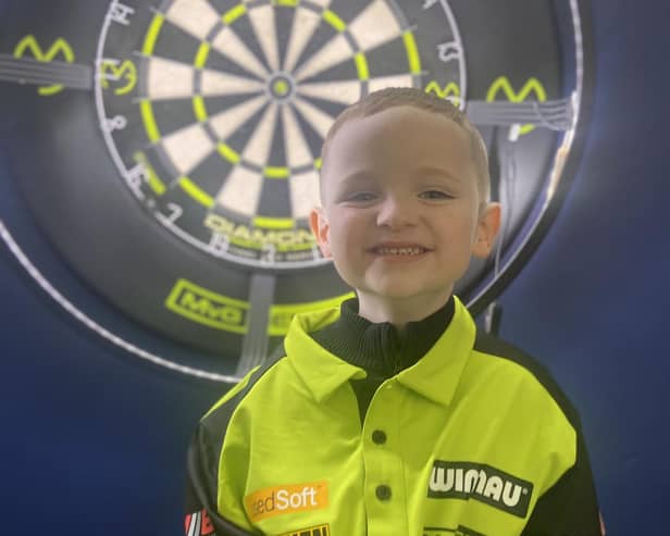 Lucas Maidment with his new Michael Van Gerwen shirt.