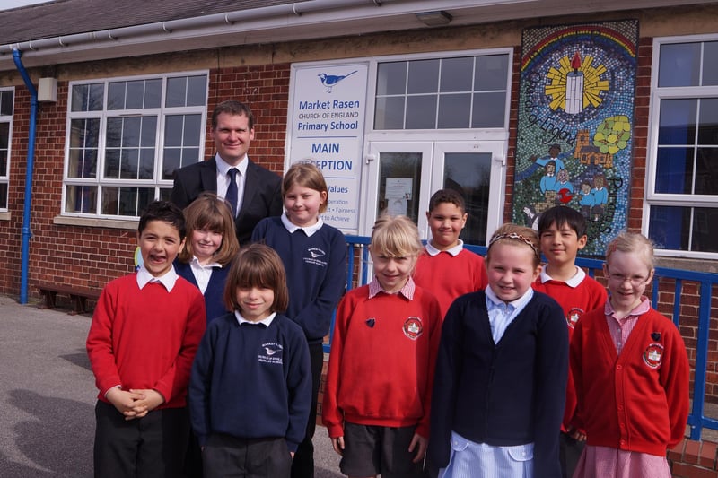 Market Rasen Primary School is shown playing host to Nettleton Primary School pupils as part of a new soft federation between the sites. Pupils are pictured with executive headteacher Andrew Smith.