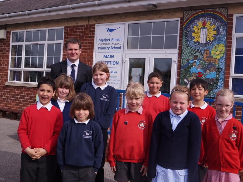 Market Rasen Primary School is shown playing host to Nettleton Primary School pupils as part of a new soft federation between the sites. Pupils are pictured with executive headteacher Andrew Smith.