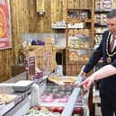 Mayor of Skegness Coun Adrian Findley at the Chucking Cheese Company tasting day.