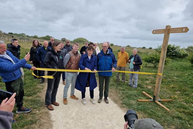 MP Victoria Atkins open the latest leg of the King Charles III England Coast Path at Saltfleetby.