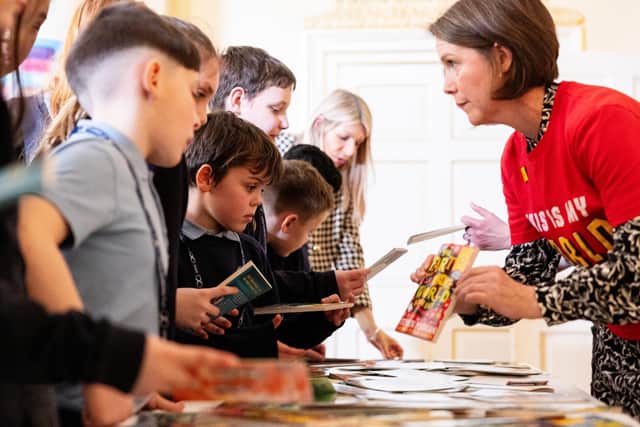 Pupils select World Book Day books. Picture: Lauren Hurley/No 10 Downing Street