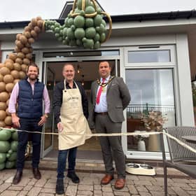 Corporate Projects manager, Matthew Snee; Cafe Walton owner, Gary Walton, and West Lindsey District Council chairman Cllr Matt Boles, at the cafe's official opening last September