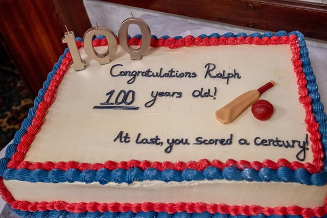 'At last you scored a century' reads Ralph's cricket-inspired cake. As a cricketer, Ralph was more accomplished with the bowl than the bat. Daughter Lesley Morrison said: "He usually came in at 10 and got out LBW." While it may not have been a century, The Standard's archives do record an occasion when Ralph's batting performance helped win the game. In 1955, reporting on a game between Carlton and St Botolph's, the paper wrote: "Much of the credit for this win must go to Town player, Ralph Ottey, who took five wickets for 14 runs and was top scorer - the only player in the game to reach double figures - with 13 not out."