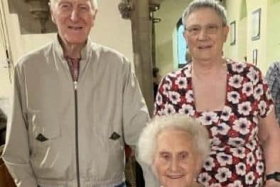 Shirley Sanderson with the Church Wardens, Jim Cox and Sheila Lamming