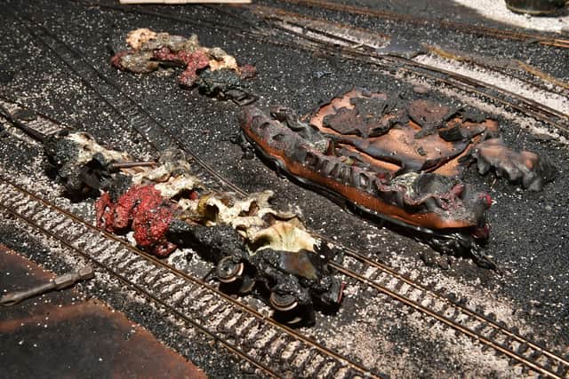 The burnt model railway.